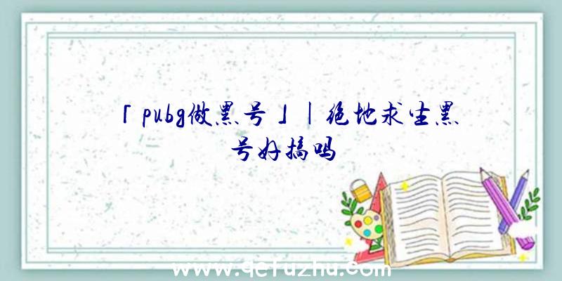 「pubg做黑号」|绝地求生黑号好搞吗